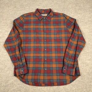 Outerknown Shirt Mens XL Cotton/Linen Casual Pocket Button Plaid Long Sleeve
